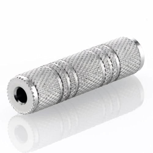 TECHZOCO Adattatore Audio Stereo Giunto Jack 3.5 Femmina, Accoppiatore Audio Femmina a Femmina, Estensore Cavo Auricolari, Jack da 3,5 mm Femmina a Jack da 3,5 mm Femmina, Metallico, 3,5 mm to 3,5 mm