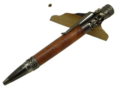 Holz Kugelschreiber handgemacht aus Edelhölzern | handgedrechselt | Modell „Gear Shift“ für Autoliebhaber | personalisierbar mit Lasergravur | tolle Geschenkidee | Schreibgerät (Thuja Maser, gunmetal)