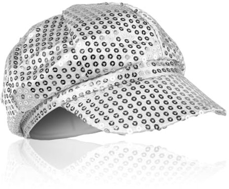 TUONYIS Sombrero de Lentejuelas de los 70 Sombrero Abba, Disfraz de Discoteca Accesorios de los Años 70 y 80,Sombreros de Fiesta con Purpurina, Sombrero Discoteca, para Fiesta Temática Carnaval(Plata)
