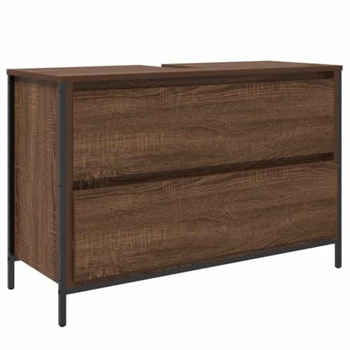 vidaXL Mueble de baño con Lavabo y cajones Roble marrón 90x34,5x60 cm, Mueble de Lavabo, Mueble de almacenaje, Mueble de baño, Mueble de baño