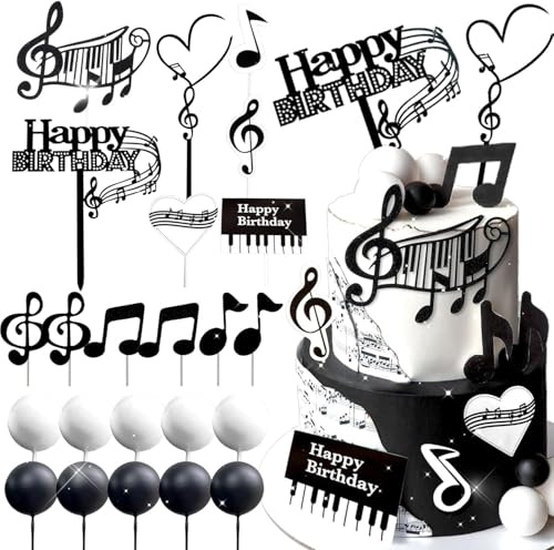 Musiknoten Disco Cupcake Toppers, Musik Rock Happy Birthday Gitarre Kuchen Toppers, Musikalisches für Kinder Mädchen Junge Musikalisches Thema Party