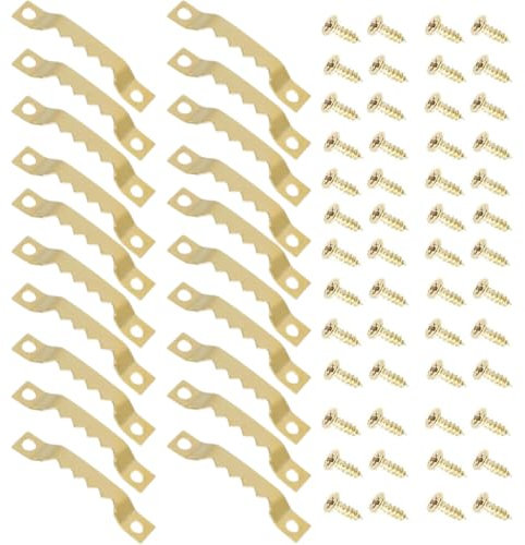 GHPKOTW 24 Pezzi Ganci per Appendere Quadri Attaccaglie per Quadri Ganci Dentati per Quadri Ganci Quadri Muro Ganci Quadri con 48 Viti per Appendere Quadri Cornici Foto Specchio Orologi (Oro)