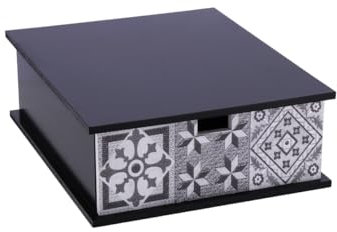mille idee Organizer in Legno Porta Cialde Porta Capsule Cassetto Contenitore Maiolica sotto Macchinetta Caffè cm 27x33xh.11cm