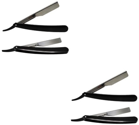 FRCOLOR 2 Sätze Handbuch Rasiermesser on Shave Razor Friseursalon Rundbürste Friseur Barbershop Scheeren Friseur Rasieren Barbier Sicheres Rasiermesser Männer Rasierer Black 2 Stück * 2