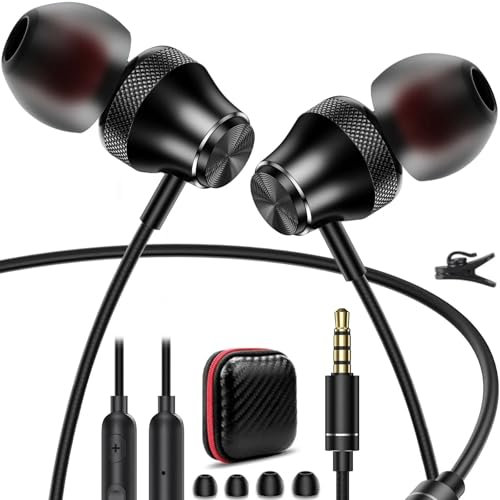 Wired Earbuds 3.5mm Earphone for Moto G Stylus Play for Chromebook PC School Adult in-Ear Noise Canceling Soft Eartips Airplane Headset 3.5 MM Jack Headphone for Samsung A42 A32 A15 A14 A12 S10e A03s