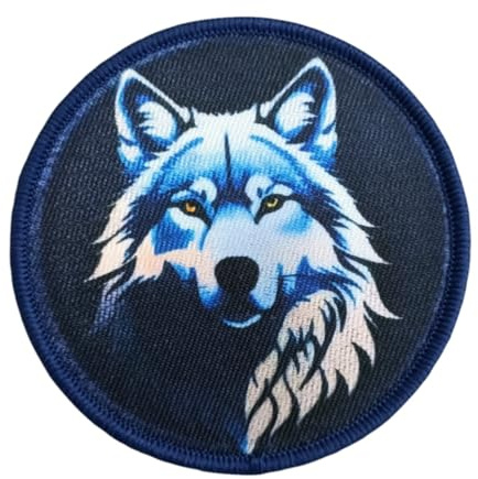 Klett Patches lustiger, Schöner Weißer Wolf Aufnäher mit Stickerei, Taktisch Militär Patch, Aufnäher für Taktische Kleidung Rucksack Baseballkappe Uniform