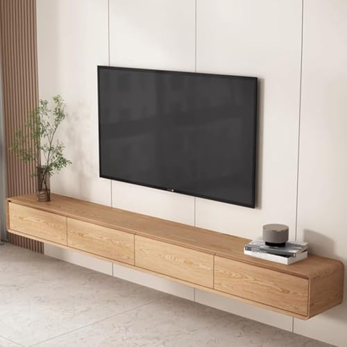 Easnuroz Meuble TV Flottant Meuble TV 160-240cm avec Rangement Console De Divertissement Murale pour Lecteur DVD, Décodeur, Console De Jeux(160 * 20 * 24cm)