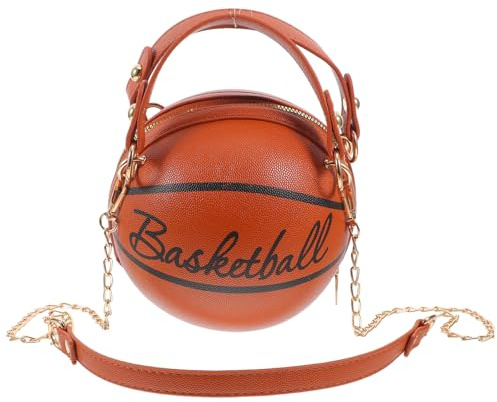 CONGARTENO Kreative Basketball Umhängetasche für Damen Kleine PU Schultertasche Gelb Braun für und Alltag Vielseitig und Leicht zu Reinigen