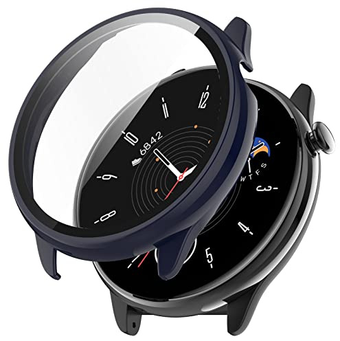 YAODLE Hülle für Amazfit GTR Mini 43mm Schutzhülle,PC Ultradünne HD Hartglas Glas Kratzfest 360° Rundum Displayschutz (Blau)