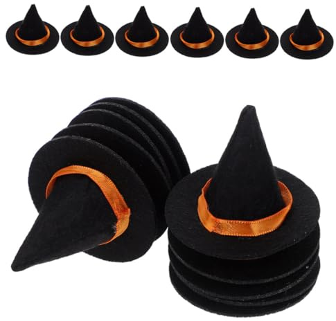 HOOTNEE 20 Stück Teiliges Mini Filzhüte Hexenhüte zum Basteln Kleine Zaubererhüte als Weinflaschen deko und Halloween partyaccessoires Stabile Form Vielseitig für DIY Dekorationen