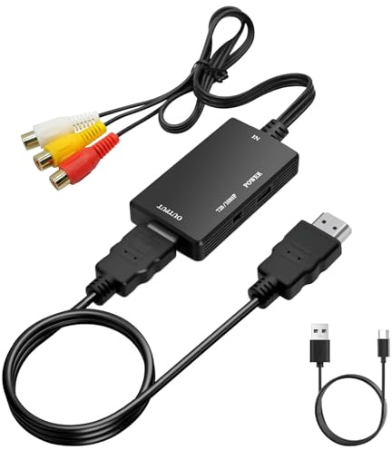 Renifan AV to HDMI Converter, Female RCA to HDTV Converter, Supports Full HD 720P/1080P Output with RCA Cable, Converter for P2/P3/Xbox/STB/VHS/VCR/Blu-ray DVD Players