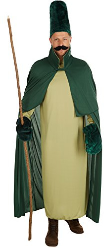 dressforfun Herrenkostüm Waldzaubergeist | Langes Gewand | Inkl. Handschuhe, Hut und selbstklebender Bart (L | Nr. 301187)