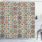 ABAKUHAUS marokkanisch Duschvorhang, Dekorative abstrakte Blatt, Stoffliches Gewebe Badezimmerdekorationsset mit Haken, 175 x 240 cm, Mehrfarbig