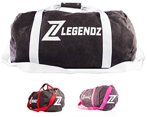 LegendZ - Sporttasche mit abnehmbarem Schulterriemen, Außenfach, Innenfach & Griffe - Fitnesstasche im sportlichen Design - Trainingstasche als Umhängetasche für Fitness, Gym & Sport (schwarz/weiß)