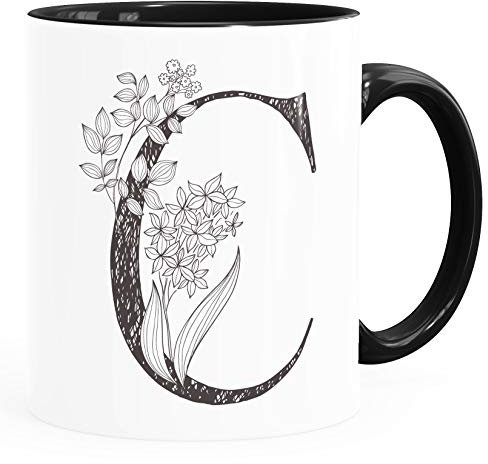 SpecialMe® personalisierte Namenstasse Monogramm Initiale personalisierte Geschenke C Inner-Schwarz Keramik-Tasse