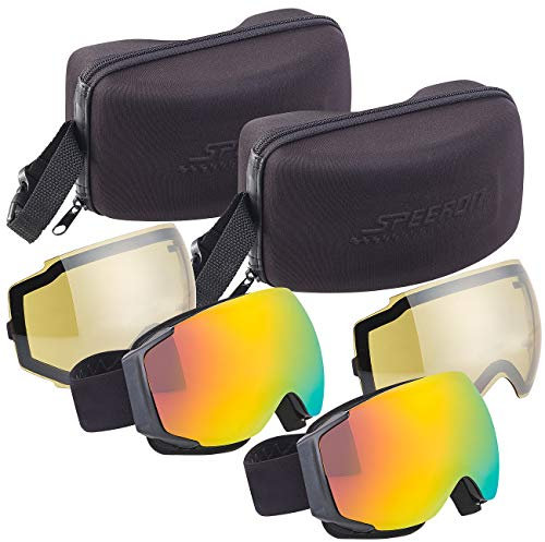 Speeron Brille für Wintersport: 2er-Set Ski-&Snowboard-Brillen, Panorama-Sicht & kratzfestem Revo-Glas (Brille mit UV-Schutz, Wintersport mit UV-Schutz)