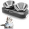 TANGN Gamelle Chat Surélevée, Acier Inoxydable,Bol pour Chat avec Support Antidérapant,Gamelle Eau pour Chats Orthopédique Anti-Vomissements, Design Ergonomique et Lavable au Lave-Vaisselle (2 Bols)