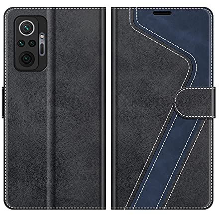 MOBESV Hülle für Xiaomi Redmi Note 10 Pro Handyhülle, Lederhülle mit Kartenfach, Klapphülle mit Ständer, Flip Case Handytasche Schutzhülle, Modisch Schwarz