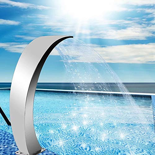 Cascade d'Acier Inoxydable, Fontaine de Piscine de Jardin avec Descente Pure pour Extérieur