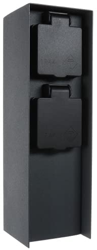 BOLD 19011 Orio presa esterna da giardino con spina a 2 pieghe in antracite (colonna energetica IP44 | fino a 3680 Watt | angolare | 23 x 7 x 7 cm