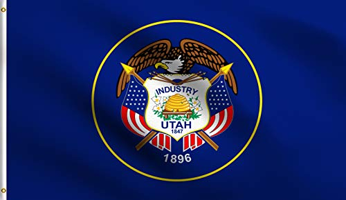 DMSE Flagge Utah, 45. Staat 1896, 60 x 90 cm, 100 % Polyester, 100D, UV-beständig, 60 x 90 cm