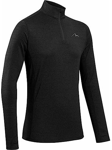 More Mile Core Half Zip Long Sleeve Mens Running Top - Black - M