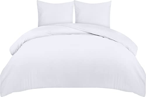 Utopia Bedding Bettwäsche 155x220 - Mikrofaser Bettbezug 155x220 cm + 2 Kissenbezüge 80x80 cm - Weiß
