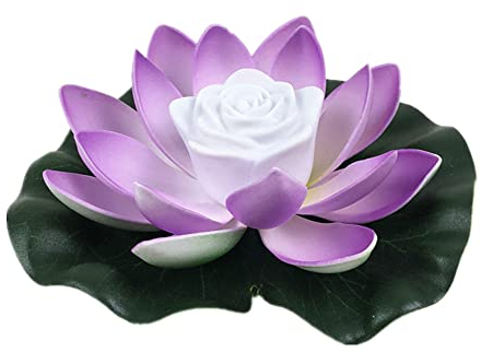 Solarleuchte 18cm LED Lotus Laterne Wasserlaterne Schwimmlaterne Solarlampen für außen Wasserdichte Garten Pool Licht Teichlicht Künstliche Seerose Licht für Garten Schwimmbad Brunnen Aquarien (Lila)
