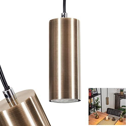 Hängeleuchte Javel, moderne Deckenlampe aus Metall in Schwarz/Altmessingfarben, Leuchte im modernen Design mit Höhe max. 118 cm, 1-flammig, 1 x GU10, ohne Leuchtmittel