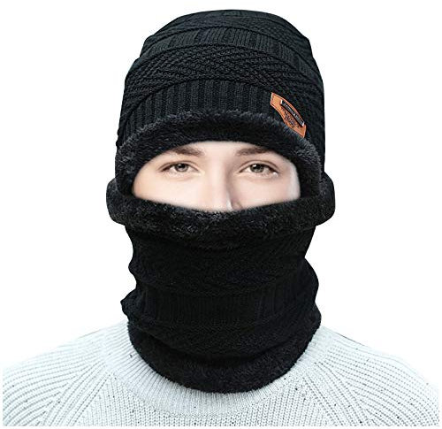 Zhiyao Mütze Beanie Damen Herren Mütze Schal Set Winter Strickmütze Warme Weich Winterhüte Jersey Mütze Elastisch Skull Cap zum Camping Geschenke für Frauen Männer