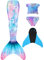NAITOKE Meerjungfrauenflosse Mädchen mit Monoflosse Mermaid Tail Badeanzug zum Schwimmen,PLMAK,110
