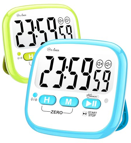 Lot de 2 minuteurs numériques pour enfants, minuteur de cuisine, minuteur à œufs, minuteur de bureau magnétique pour enseignant, salle de classe, brosse à dents, exercice, salle de bain, four,