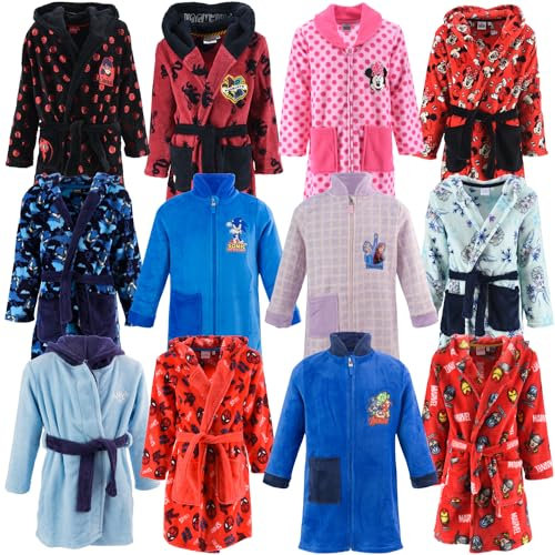 Characters Cartoons - Vestaglia Giacca da Camera in Pile a Pelo Lungo (Coral Fleece) - Full Print - Bambina Bambino [Nero 2022-6 anni]