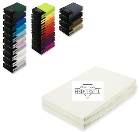 EXKLUSIV HEIMTEXTIL Doppelpack Jersey Premium Spannbettlaken 100% Baumwolle Öko - Tex Zertifiziert, Markenqualität, Matratzenhöhe bis 25 cm, Naturweiß 90-100 x 200 cm