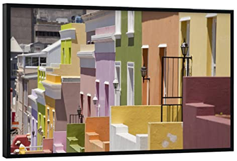 artboxONE Poster mit schwarzem Rahmen 30x20 cm Architektur BO-Kaap in Kapstadt, Bild BO-kaap BO-kaap bunt