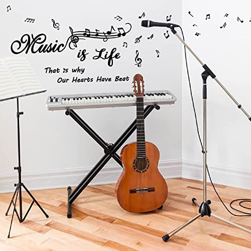PLIGREAT Musik ist Leben Zitate Wandaufkleber, Musik Notations Wandaufkleber für Kinderzimmer Schlafzimmer Wohnzimmer Wanddekorationen Home Indoor Wandkunst Dekor Fenster Dekor