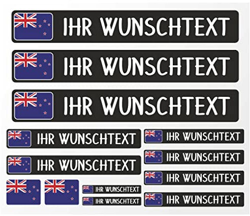 Samunshi® Fahrrad Namensaufkleber Neuseeland Flagge - Name für Auto Motorrad Fahrrad Helm - Aufkleber Sticker Set personalisiert - Tuningaufkleber