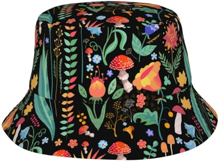 Trippy Bucket Hat Sommer Print Hut Reise Packable Sun Cap Outdoor Hut für Damen und Herren, Pilzhut, Trippy Bucket Hat, M/Einheitsgröße