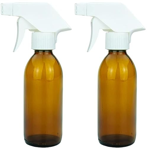 mikken 2 Sprühflaschen 200 ml Glas braun für Wasser, Reinigungsmittel, Haarpflege, Pflanzen, etc