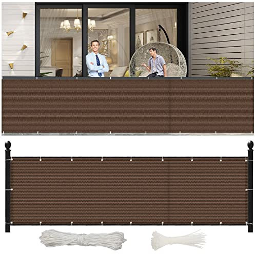 NINGBAI Brise-Vue pour Balcon 65 x 650 cm Brise Vent Terrasse, Brise-Vue Balcon, D'Intimité Toile De Balcon Nombreuses Tailles et Couleurs, Facile a Poser pour Piscines Extérieures, ‎Marron