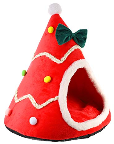 Amosfun Katzenbettchen für Haustiere Weihnachtsdekoration Haustiernest Haustierschlafhaus Katzenhütte Haustierkissen für Wohnzimmer und Schlafzimmer