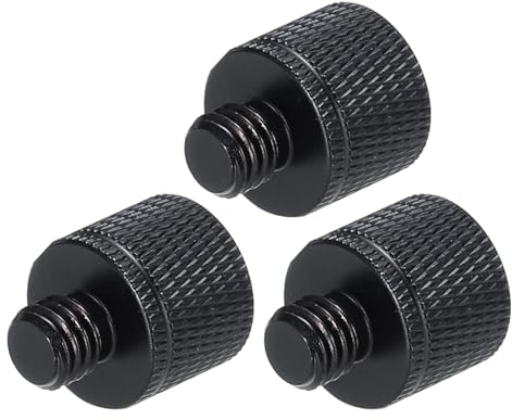 QUARKZMAN 3-teiliger Mikrofonständer-Adapter, 1/4 Innengewinde auf M8 Außengewinde, Schraubadapter, Aluminiumlegierung für Mikrofon-Stativ-Halterung, Schwarz