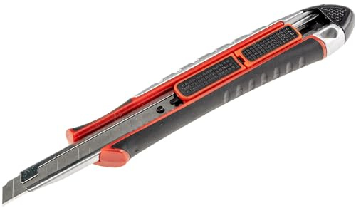 ChiliTec Profi Cuttermesser 2in1 Sicherheitsmesser 9mm Klinge | Klingenrückzug, Metallschaft, Feder-Rückzugsmechanismus, Klingenschutz