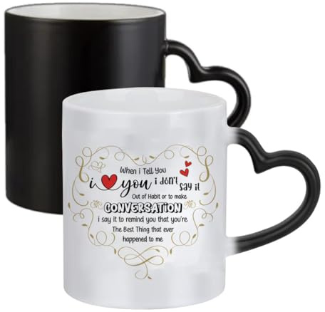 Getagift Couple Gift, When I Tell You I Love You, Valentine's Day Gift, Ceramic Heart Handle Colour Changing Magic Mug.