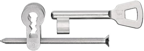 cyclingcolors Insert de clé L pour serrures à mortaiser avec clé nickelée et vis de têtière M5x60 détachée Serrure à gorge Adaptateur Cylindre Verrou Sécurité Garniture, fermeture 3