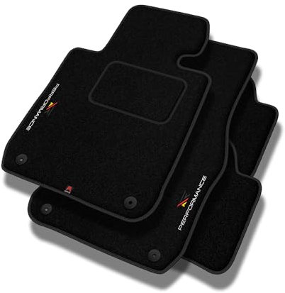 Performance Personalisierte Velours Fußmatten Auto passend für Opel Astra G 1998-2009 - Standard, Perforiert, schwarz, rot und gelb -Präzise CNC-Stickerei, Design-Lochpaspel, Auto Fußmatten - Perfekt