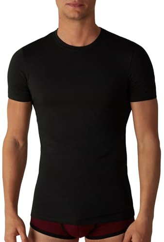 Irge - Set 3 Magliette Intime Uomo Cotone Elasticizzato Girocollo e Scollo V T Shirt Finissima Cuciture Piatte Intimo Maglietta Uomo Nera Bianca e Colorata