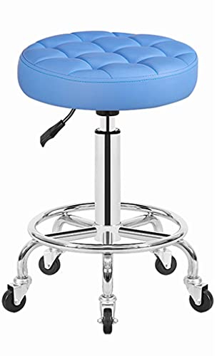 SmPinnaA Rollender Werkstatthocker, Manikürestuhl Mit Rollen, Drehbarer Salonhocker, Verstellbarer Zeichenhocker, Werkbankhocker, Massage-Spa-Tattoo-Fotografie-Hocker Mit Pu-Leder C Orange