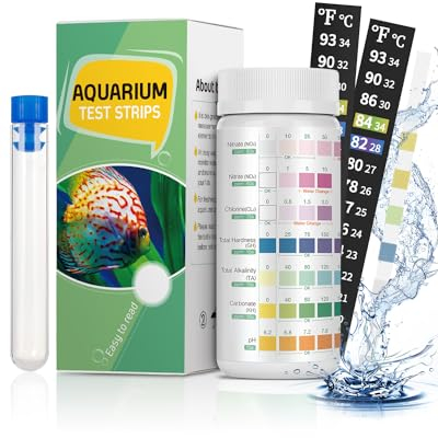 Pawfly 7 in 1 Aquarium Teststreifen 100 Stück Aquarium Wassertests für pH Chlor Nitrat Nitrit Karbonat Härte Gesamtalkalität Wasserqualität Überwachungsset mit Teströhrchen