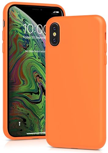 YATWIN Silicone Case for iPhone X/XS, Soft-Touch, Shockproof, DustProof, Antiskid Full Body Armour Phone Cover for Apple iPhone X/XS - Orange